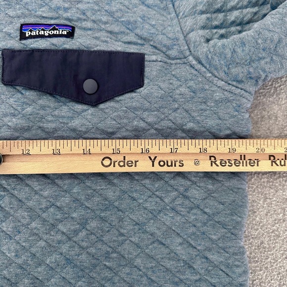 Patagonia Quilt Snap T Pullover Womens Medium Wavy Blue Cotton Cozy Layer 25282 - Picture 5 of 10